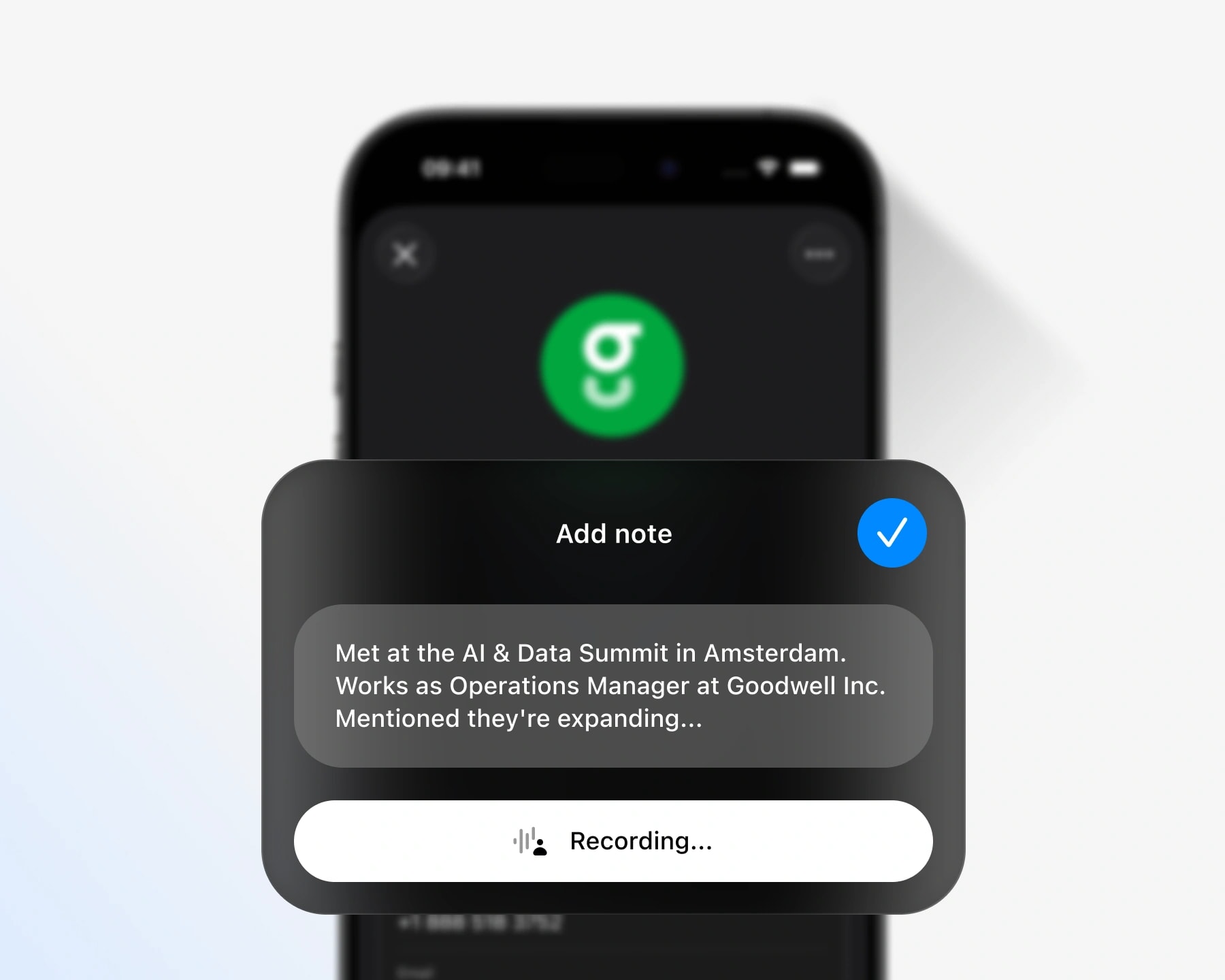 Tapify contact details and notes on a phone