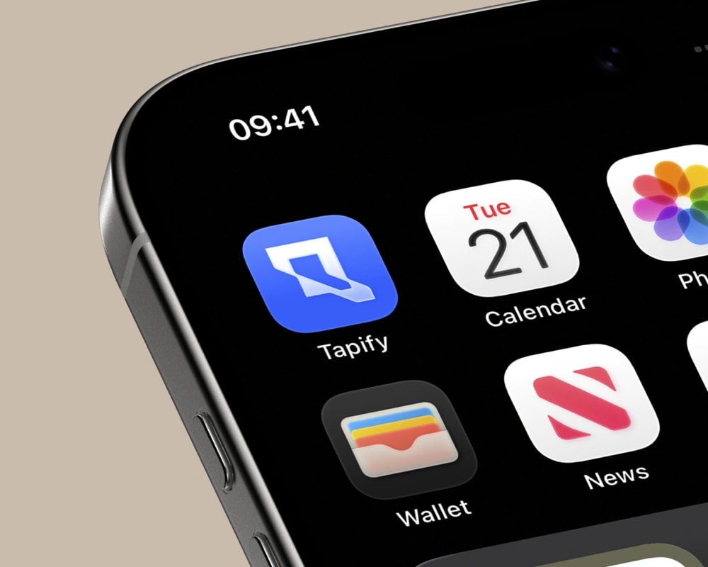 Tapify app icon on an iPhone