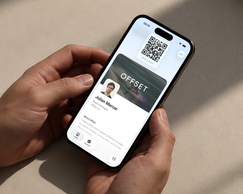Tapify digital business card with a QR code on a phone
