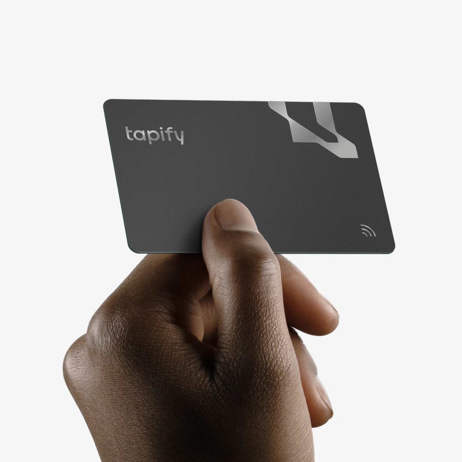 Hand holding Metal NFC Card